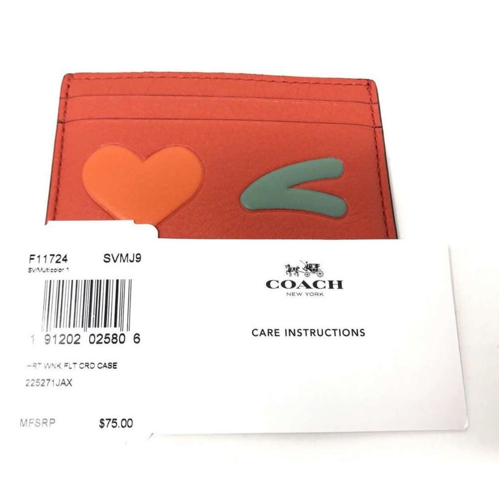 Coach Heart Wink Flat Card Case - Picture 4 of 5